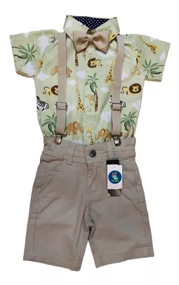 Conjunto Social Menino Infantil Roupa Safari Rei Leão 