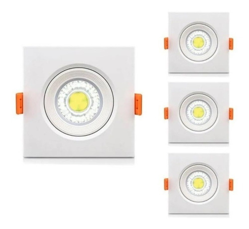 Kit 10 Spot Led Embutir 7w Quadrado Branco Quente Forte 0870 110V/220V