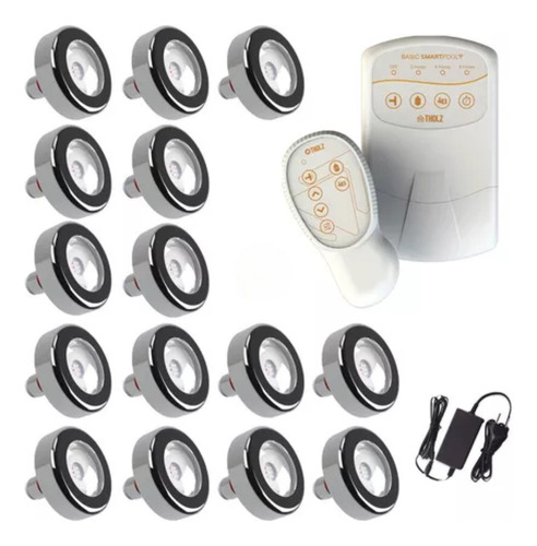 15 Led Tholz 6x Inox 316 Rgb + 1 Basic Smart Pool