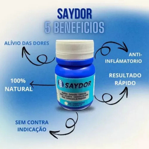 Kit 48 Frascos Saydor 100% Natural - 15 Cápsulas Cada Sem Sabor