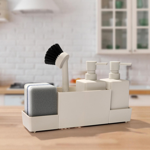 Dispensador De Jabón De Cocina De 4 Piezas Con Beige