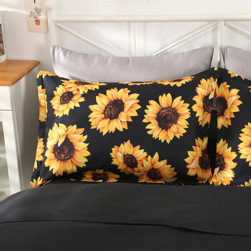 Wowelife Juego De Edredón Queen De Girasol, Juego De Cama De