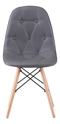 Silla Eames Gris Acolchada Botones Moderna Sala Comedor 