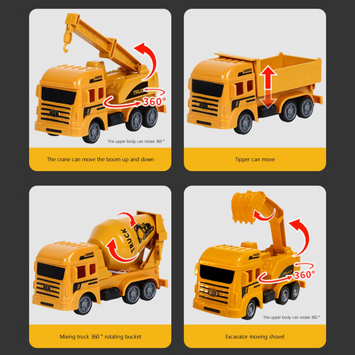 Juego De Vehículos De Construcción Para Niños, Grúa, Excavad