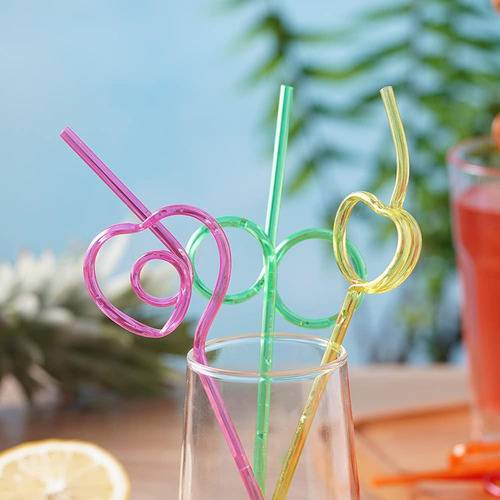 Crazy Straws, Reutilizable, Colorida, Con Forma De Lazo Vari
