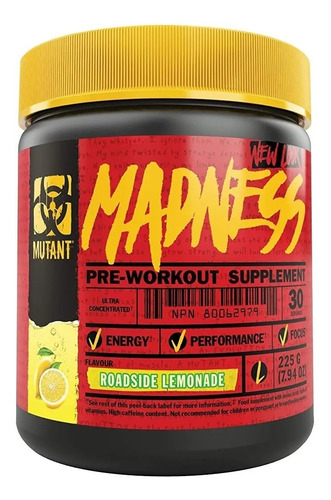 Suplemento En Polvo Mutant Madness Sabor Roadside Lemonade De 225g