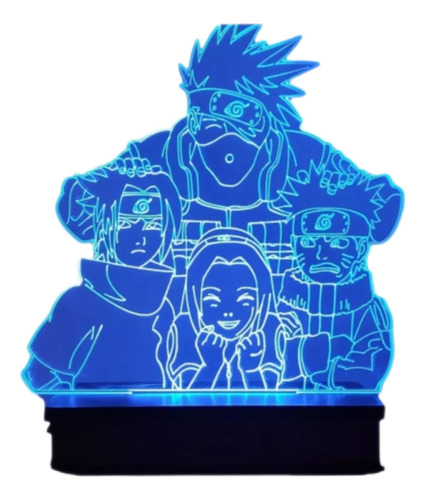 Lámpara Led Ilusión 3d Naruto Grupo 7 Colores 