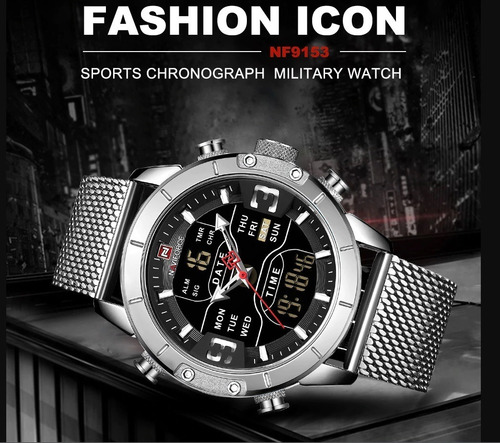 Reloj Naviforce Militar 9153 Analogo Digital A Inoxidable