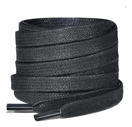 Cordones Planos Encerados 60 Cm Negros Para Zapatos