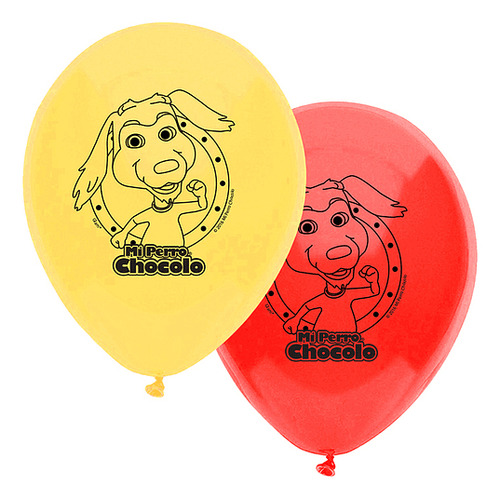 Pack 12 Globos Latex Perro Chocolo