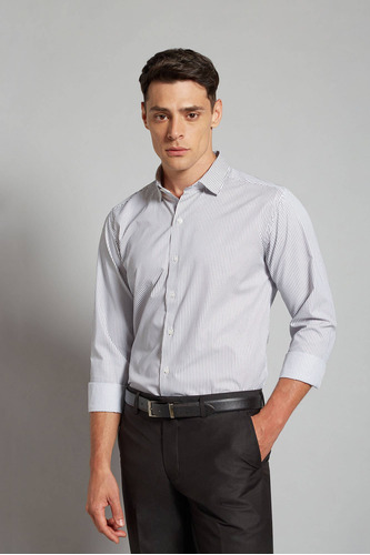 Camisa Devré Vestir Rayada Gris Oscuro Hombre 44d000316003