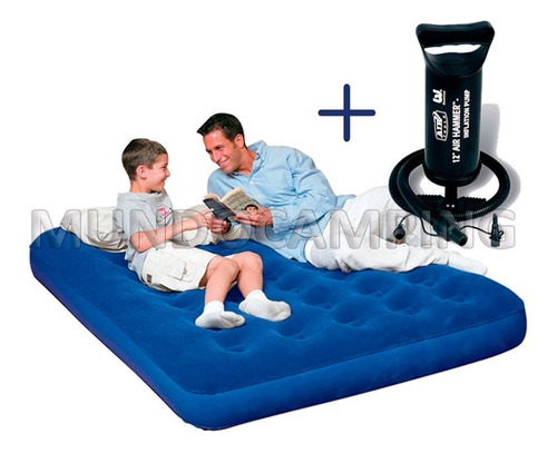 Imagen 1 de 5 de Colchon Inflable 2 Plazas Bestway + Inflador - Mundocamping