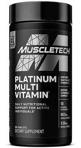 Imagen 1 de 2 de Suplemento En Tabletas Muscletech Multivitamin Platinum Aminoácidos/minerales/proteínas/vitaminas