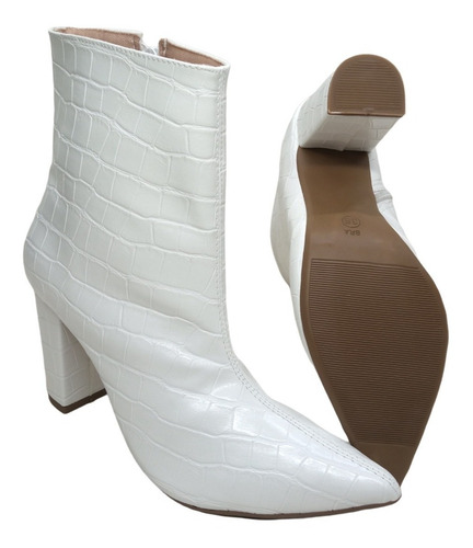 Imagem 6 de 7 de Bota Coturno Feminina Croco Salto Alto Grosso Cano Curto Top