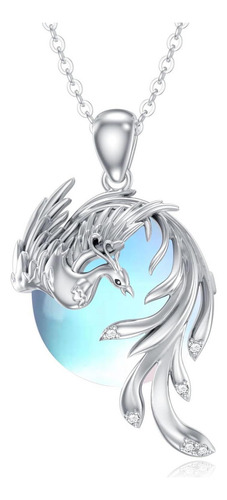 Coleira Lonago Fénix Plata Piedra Lunar Fénix Colar Presente
