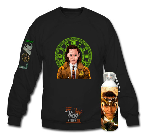 Poleron Polo + Botella, Loki, Dios Del Engaño, Marvel, Comics, Serie, Fans, Xxl