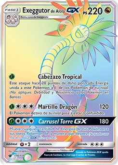 Exeggutor De Alola Gx Rara Arcoiris Carta Pokémon+10 Carta