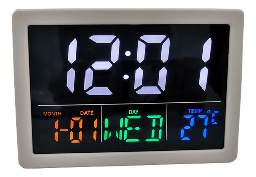 Mesa Led Reloj De Alarma Digital Tiempo Temperatura Día