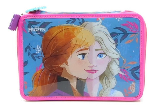 Imagen 4 de 8 de Cartuchera 2 Pisos Disney Frozen Pvc Con Utiles Lic Original