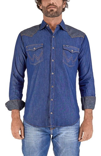 Camisa Vaquera Wrangler Hombre Manga Larga G40