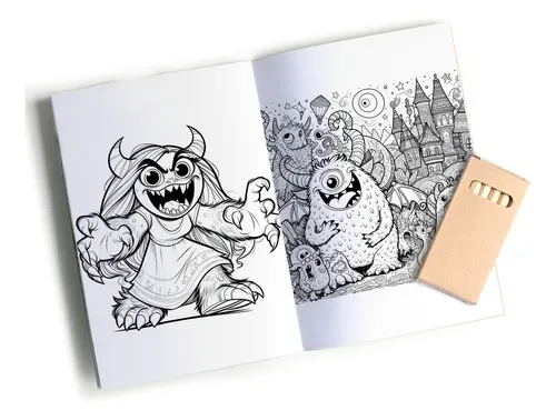 10 Souvenir Libro P/colorear Con Lápices De Color -monstruos