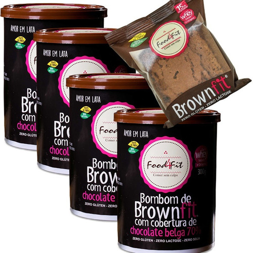 4 Latas Brown Fit 300g + 1 Brownfit Proteico 70g Brownie