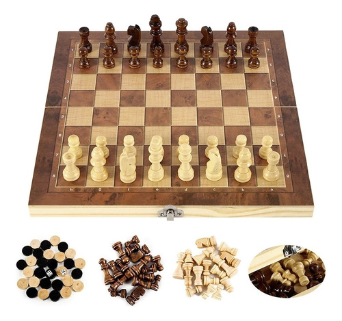 Juego De Ajedrez De Madera Plegable Magnética Tabla Grande Z