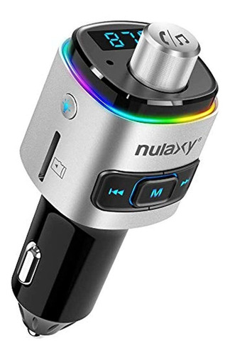 Nulaxy Bluetooth Fm Transmisor Para Coche, 7 Colores Led Ret