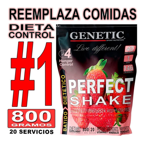 Batido Reemplaza Comidas Perfect Shake 800 Gramos + Dieta