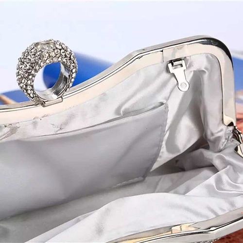 Bolsa Casual Dama Noche Cristales Dorada Pasión Acabado De Los Herrajes Dorado Color Dorado Correa De Hombro Plata Diseño De La Tela Cristales Plata