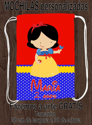 Kit 15 Mochilas Branca De Neve Lembrancinha Personalizada