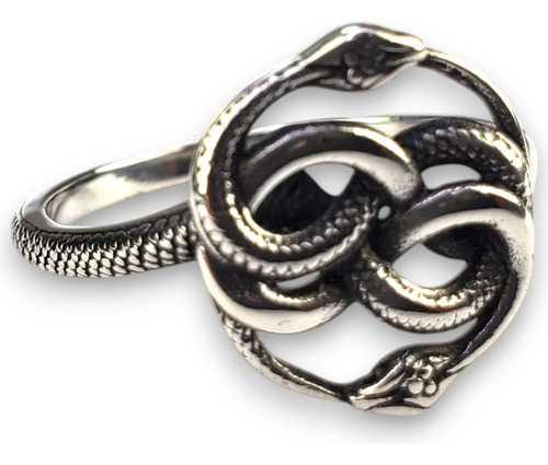 Anillo Serpientes Áuryn Víboras Acero Inoxidable A937 Plateado 13