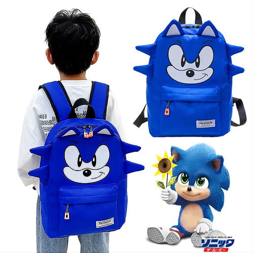 Mochila Infantil Escolar Lona Personaje Acción Sonic