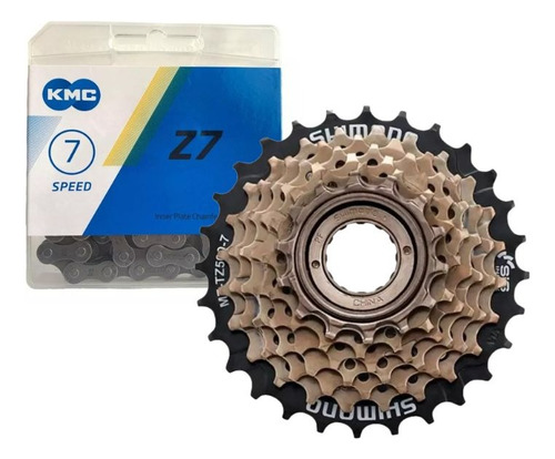 Pacha De 7 Velocidades Shimano Y Cadenilla Kmc Z7 Bicicleta