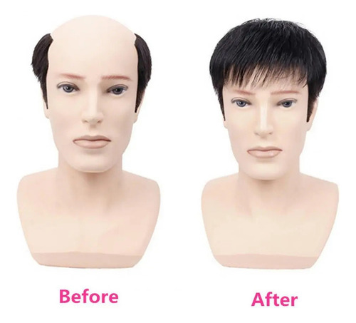 Y Postizo Corto Y Liso Con Flequillo Para Hombre, Peluca