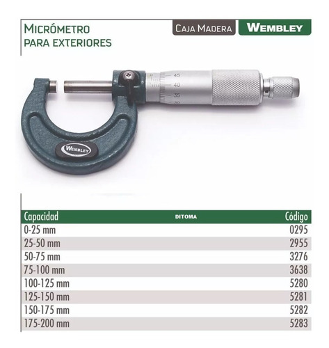 Micrometro Mecanico 0 A 25 Wembley Exterior Bremen 295