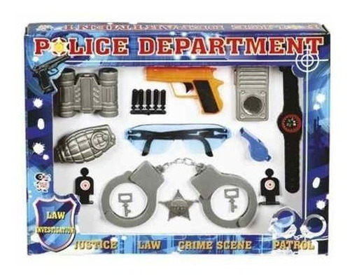 Kit Policial Police Department Algemas Revolver Brinquedo