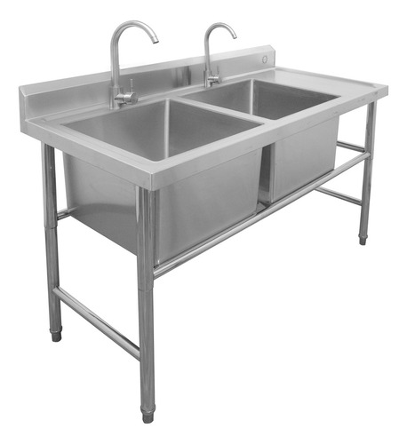 Fregadero Doble Acero Tarja Profunda Inoxidable 150x70x85cm Color Acero Inoxidable