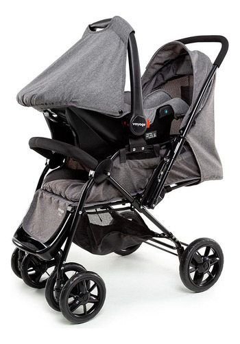 Travel System Choice Voyage Cor Cinza Melange Chassi Preto