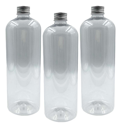 Botella Plastico Pet 1 Litro Tapa Metalica Aluminio X 15