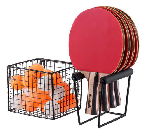 Mygift Soporte Raqueta Tenis Mesa Metal Negro Montado Pared