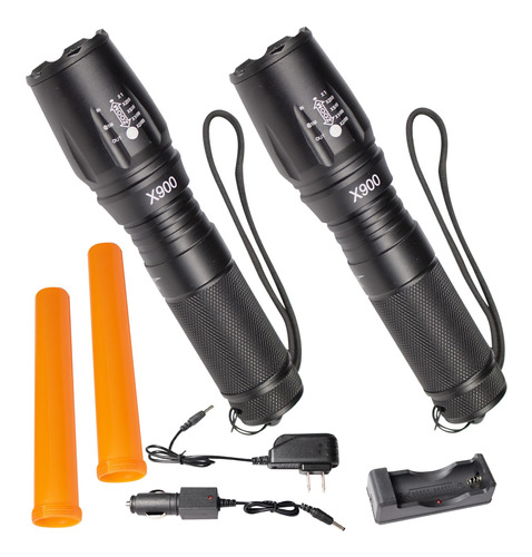 Kit 2 Lamparas Táctica Militar Led P50 4000 Lumen Recargable