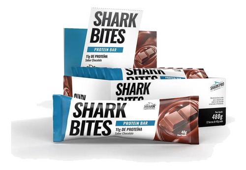 Shark Bites Protein Bar 12 Unid - Shark Pro Sabor Morango