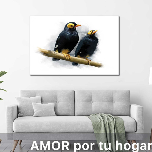 Cuadro Canvas Aves Acuarela Elegante Pajaros 90x60