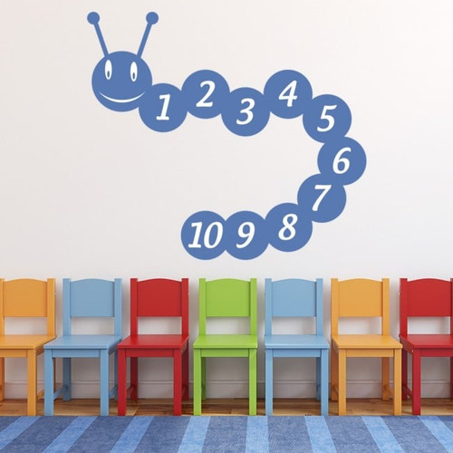 Number Caterpillar Counting Math Vinilo Decorativo Ws-34465