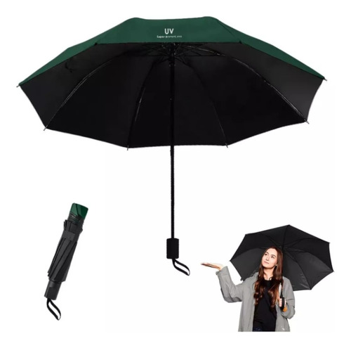 Paraguas Plegable Protección Solar Uv Sombrilla Con Estuche