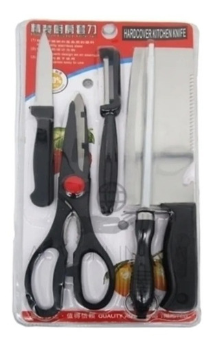 Kit X5 Utensilio Cocina Cuchillo Pelador Tijeras Chaira Hach