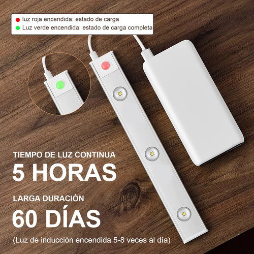2 Barra De Luz Led Inteligente Con Sensor De Cuerpo Humano Estructura Blanco