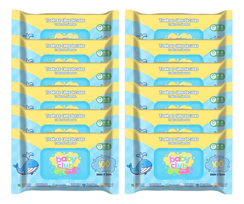Kit Baby Club Ultra Care 12 Unidades Toalhas Umedecidas