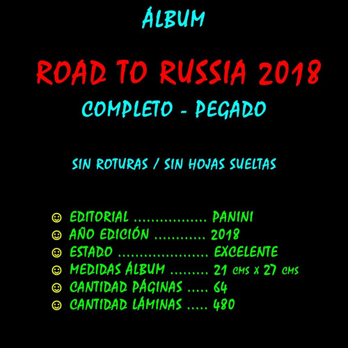 Imagen 6 de 7 de ¬¬ Álbum Fútbol Road To Russia 2018 Panini Completo Zp